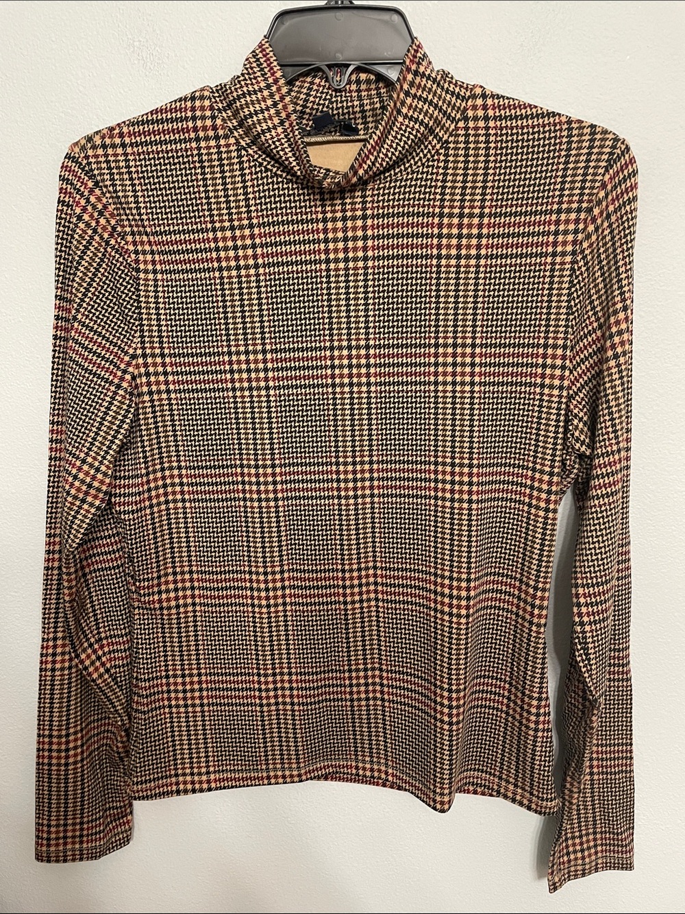 Veronica Beard Nate houndstooth jersey Long Sleeve Turtleneck - M